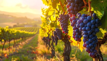Vineyard Clusters Beneath Golden Hour