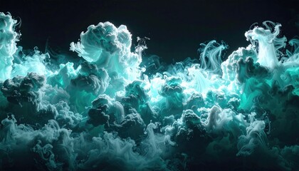 Teal and White Cloudscape Abstract Digital Art