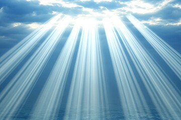 Fototapeta premium Sunlight beams through a cloudy sky