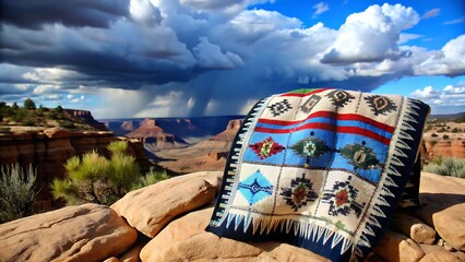 Navajo Blanket on Grand Canyon Overlook textile woven