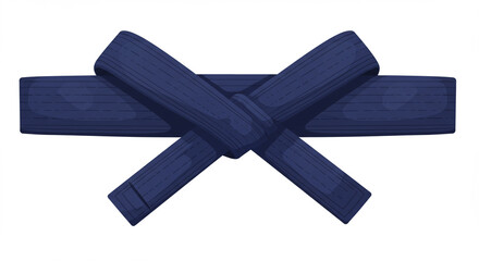 Detailed Blue Karate Belt, Tied Knot, Martial Arts Symbol, Isolated on White.