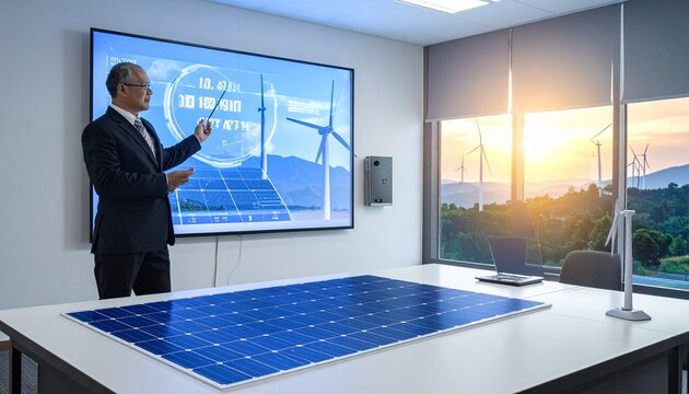  Screen Wind Solar Presentation Renewable  Energy Panels Turbines Lecture Technology