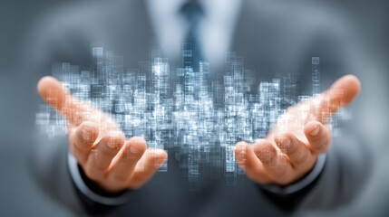 Fototapeta premium Ceo presenting strategic roadmap with holographic display in business meeting corporate environment leadership vision