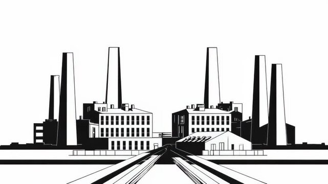 Industrial scene, black and white