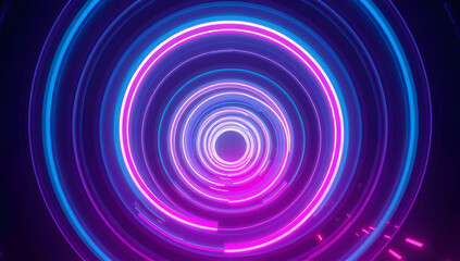 Obraz premium Futuristic Neon Tunnel with Glowing Circles