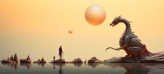 Tiny figures from life dragon, ai generative