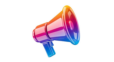 Colorful Digital Megaphone on Transparent Background for Marketing and Communication