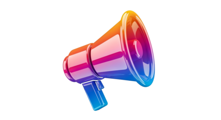 Colorful Digital Megaphone on Transparent Background for Marketing and Communication