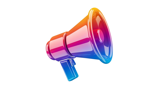 Colorful Digital Megaphone on Transparent Background for Marketing and Communication