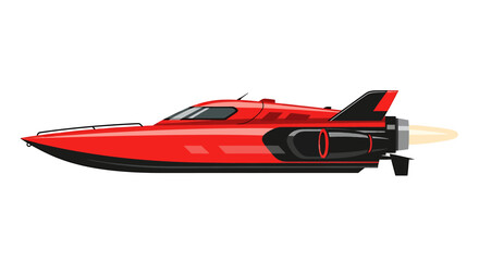 Fototapeta premium Futuristic Red Jet Boat Vector Illustration on White Background