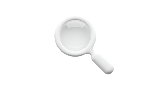 White Magnifying Glass on Transparent Background for Search or Investigation