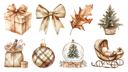 PNG Vintage holiday illustrations evoke nostalgia, element set on transparent background