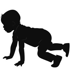 Baby crawling on floor silhouette