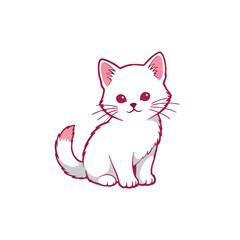 Cute White Kitten Sitting Portrait

