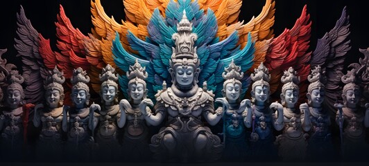 Ethereal White Garuda Miniatures: A Surreal Close-Up Tiny figures from life white garuda, ai generative