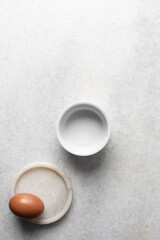 Overhead view of juicy cooked chicken, top view of cooked chicken on a white background