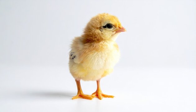 Fluffy Yellow Chickling on White Background