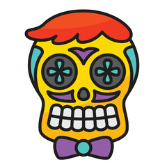 A colorful Day of the Dead skull decoration