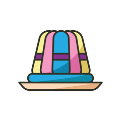 A colorful layered jelly on a plate