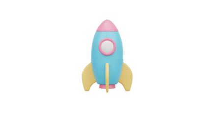 Colorful Toy Rocket on Transparent Background