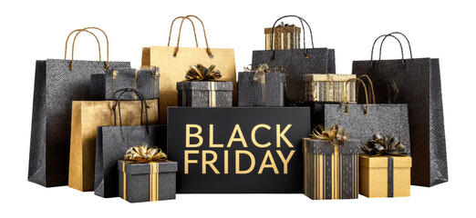 Stylish Black Friday Shopping Bags and Gifts for Seasonal Promotions and Sales