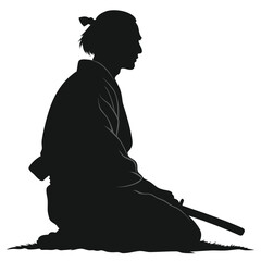 Samurai seated meditation silhouette