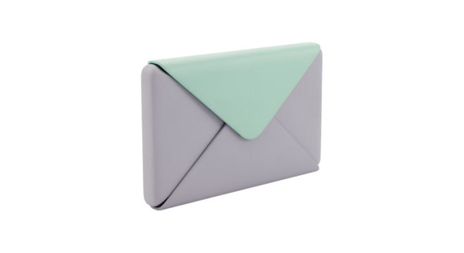 Minimalist Light Green and Gray Envelope Icon on Transparent Background
