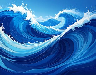 Dynamic ocean waves artistic illustration