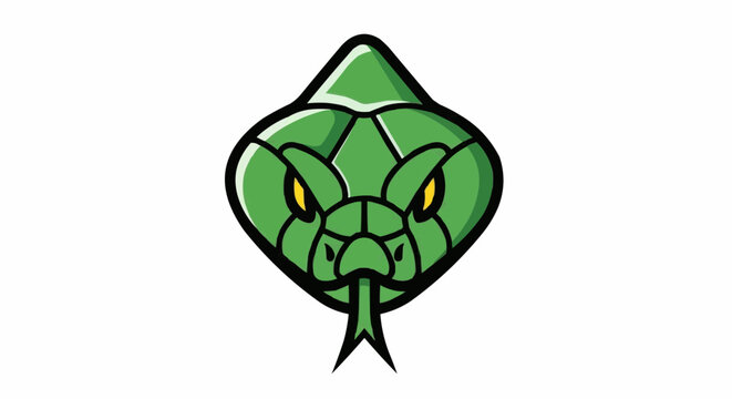 Sleek green snake emblem with piercing yellow eyes, perfect for gaming logos, sports teams, or modern brand identity projects that need an edge