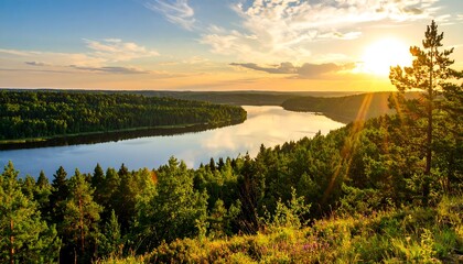 Scenic summer sunset over a river