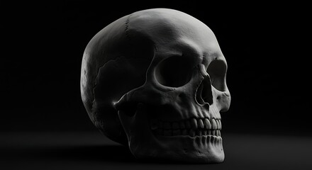 human skull on black