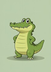 Happy Cartoon Alligator Standing with Hands on Hips