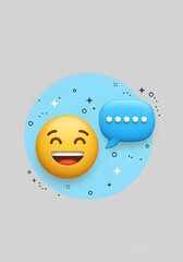 Happy Emoji with Speech Bubble - 3D Render