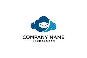 ninja cloud logo design vector template