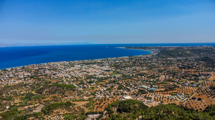 Fototapeta premium Aerial view of Rhodes town and coastline Greece