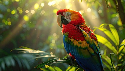Vibrant Macaw in Tropical Sunlight