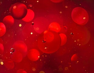 Dynamic Red Fluid Abstract with Circular Formations