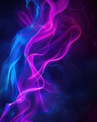 Obraz premium Dark Neon Ribbon Background – Electric Blue & Magenta Glow with Subtle Smoke