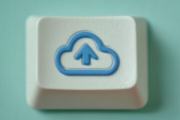 Modern cloud upload key symbolizing digital storage advancement, illustrating the essence of online data management through the integration of technology and connectivity in contemporary digital