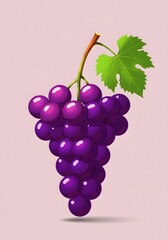 Vibrant Bunch of Purple Grapes with Leaf