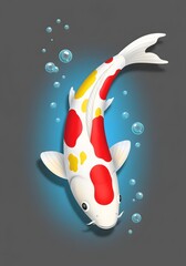 Vibrant Koi Fish Swimming with Bubbles - Artistic Illustration