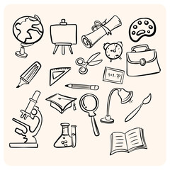 Comprehensive Hand-Drawn School and Education Doodles