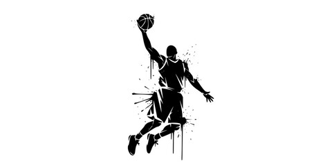 Fototapeta premium basketball stencil set in black and white 