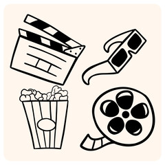 Hand-Drawn Cinema and Movie Icons