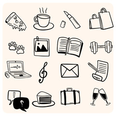 Hand-Drawn Lifestyle and Hobby Icon Set
