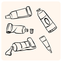 Squeezed Paint Tubes Hand-Drawn Set