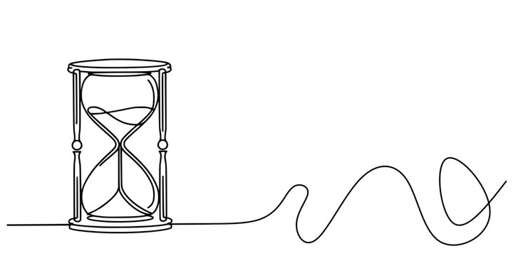 Flow of Time: A Minimalist Hourglass, A continuous line drawing of an hourglass, symbolizing the passage of time with flowing sand and elegant curves