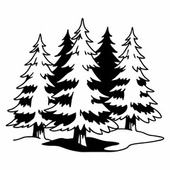 Obraz premium vector illustration of christmas trees