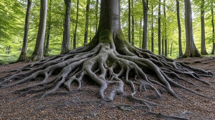 
the view inside the forest is decorated with sunlight and trees