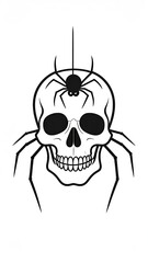Obraz premium Black Spider on Skull Graphic Design